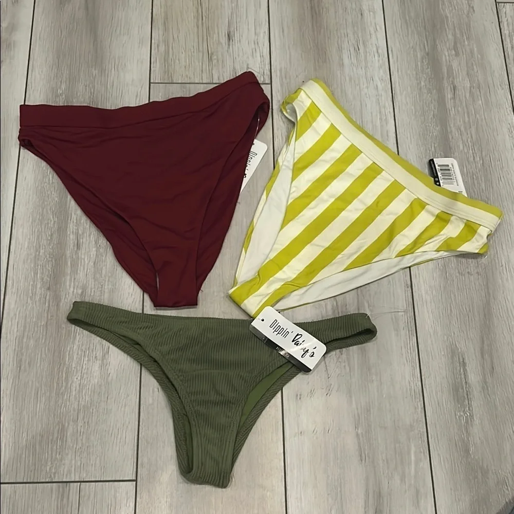 Dippin’ Daisy’s bundle of 3 size small swim bikini bottoms new NWT